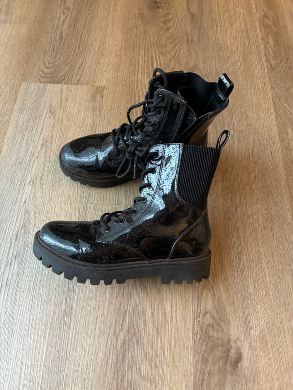 Black Patent Combat Boots